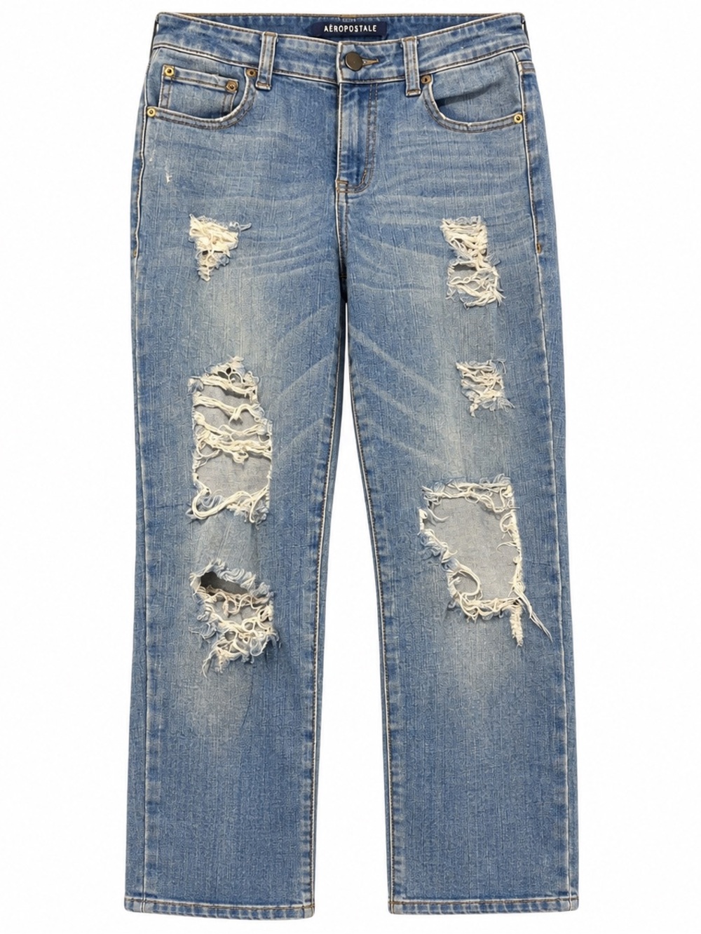 Aeropostale Womens High Rise Jegging Size 0 RegularLight Wash Distressed Ripped